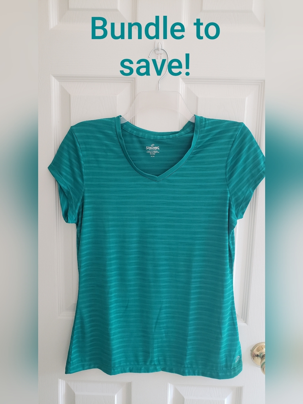 Spalding V-neck Short-sleeved T-shirt, M, Teal Color, EUC.